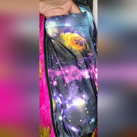 Hot Pink Shag Faux Fur Bomber zip up Hoodie Festival Rave Club - Picture 4 of 4